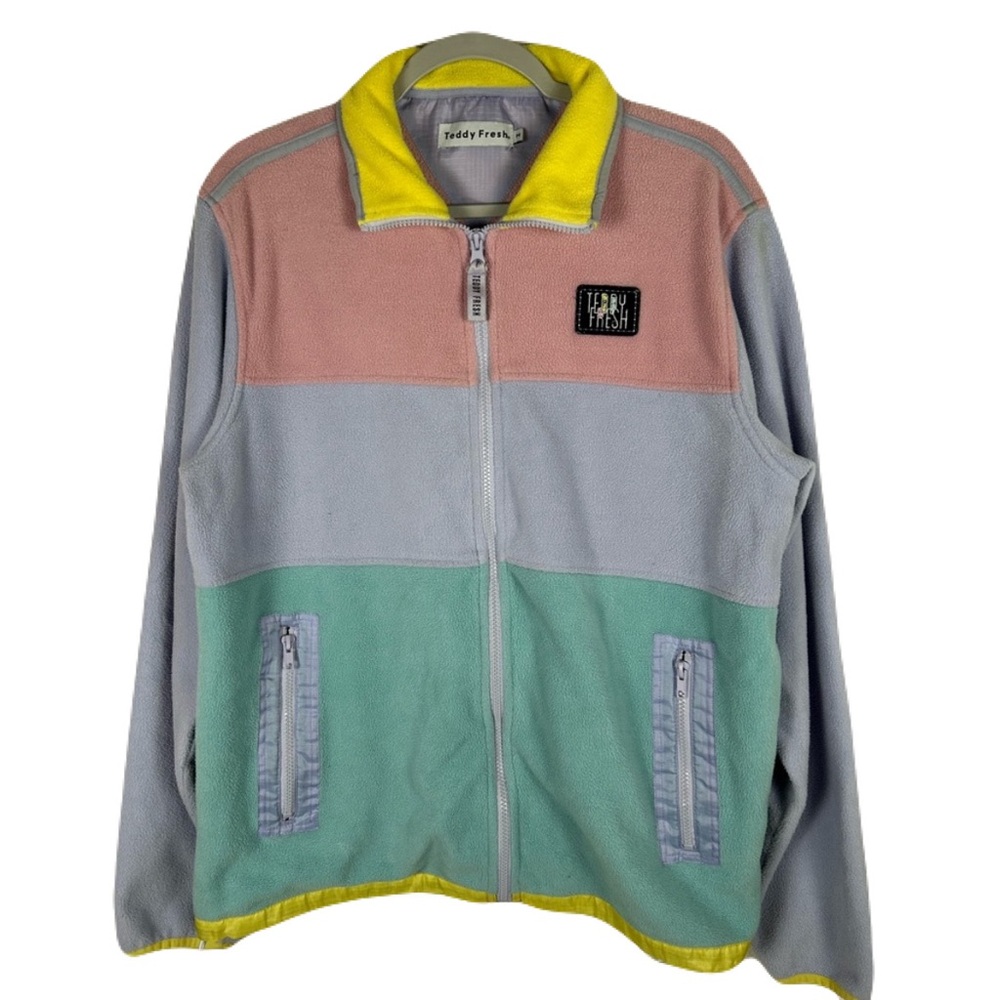 Teddy Fresh Men’s M pastel color block skater streetwear cozy fleece activewear